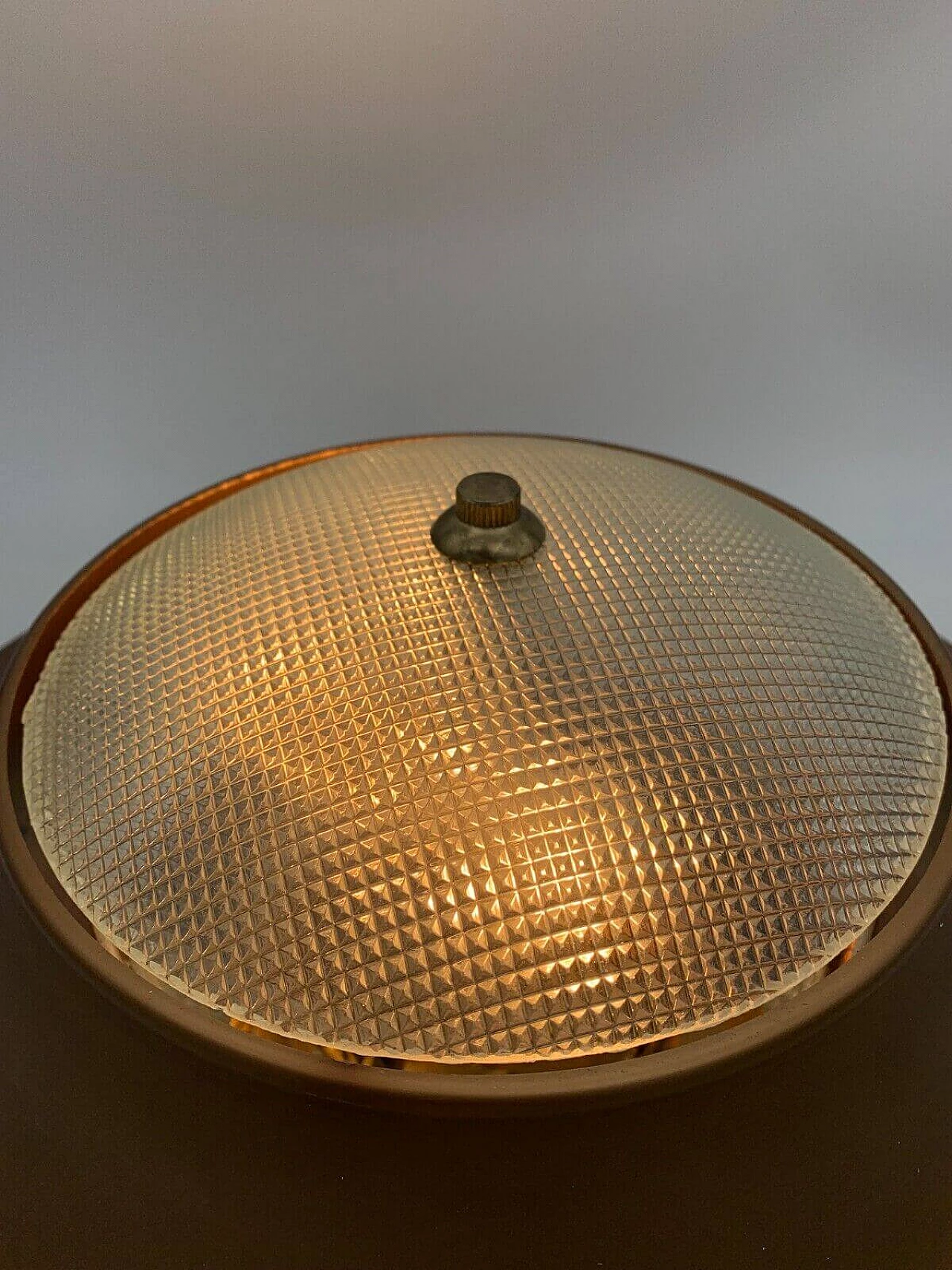 Glass and metal ceiling lamp attributed to Caccia Dominioni, 1960s 1