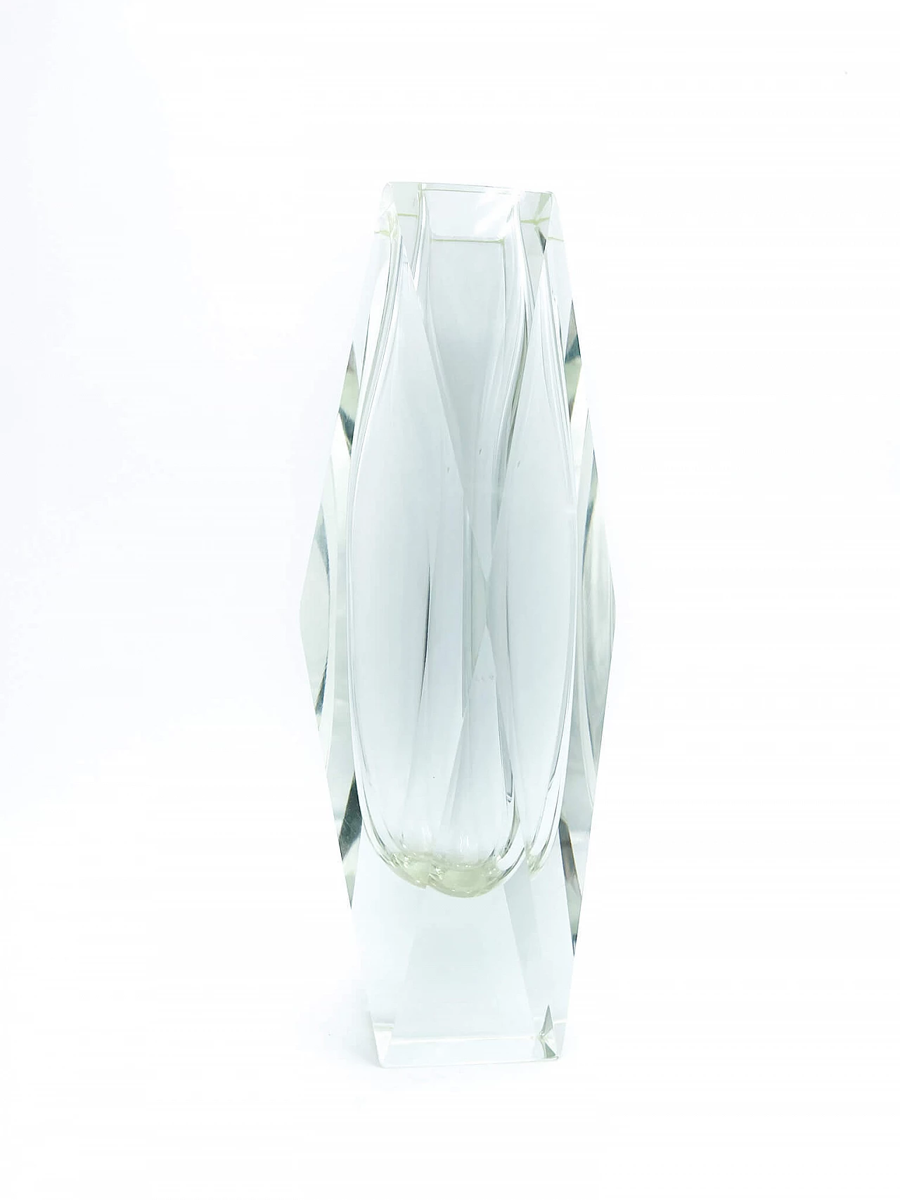 Square Murano glass vase by Flavio Poli and Seguso, 1970s 1