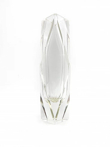 Square Murano glass vase by Flavio Poli and Seguso, 1970s
