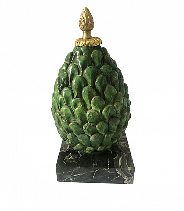 Glazed terracotta, marble and bronze pinecone, 1960s