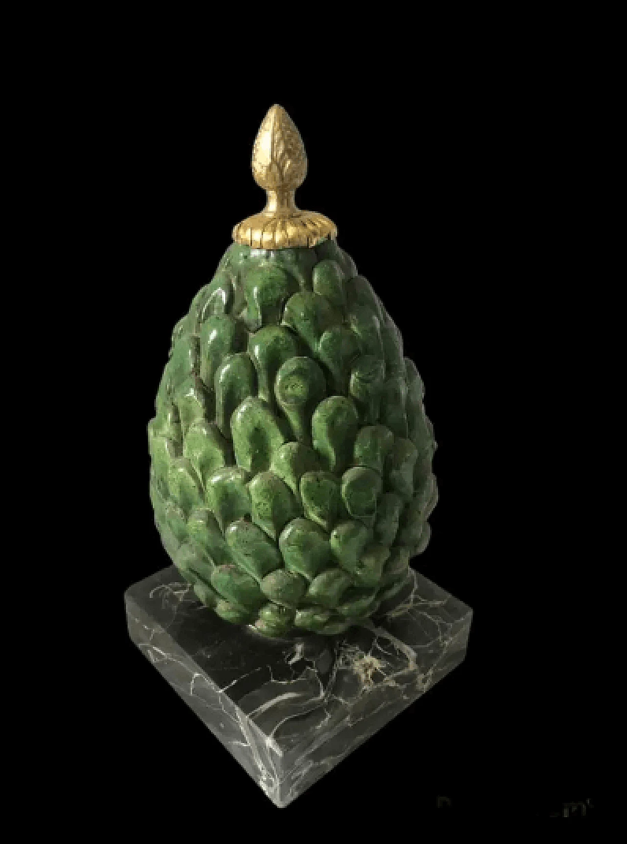 Glazed terracotta, marble and bronze pinecone, 1960s 10