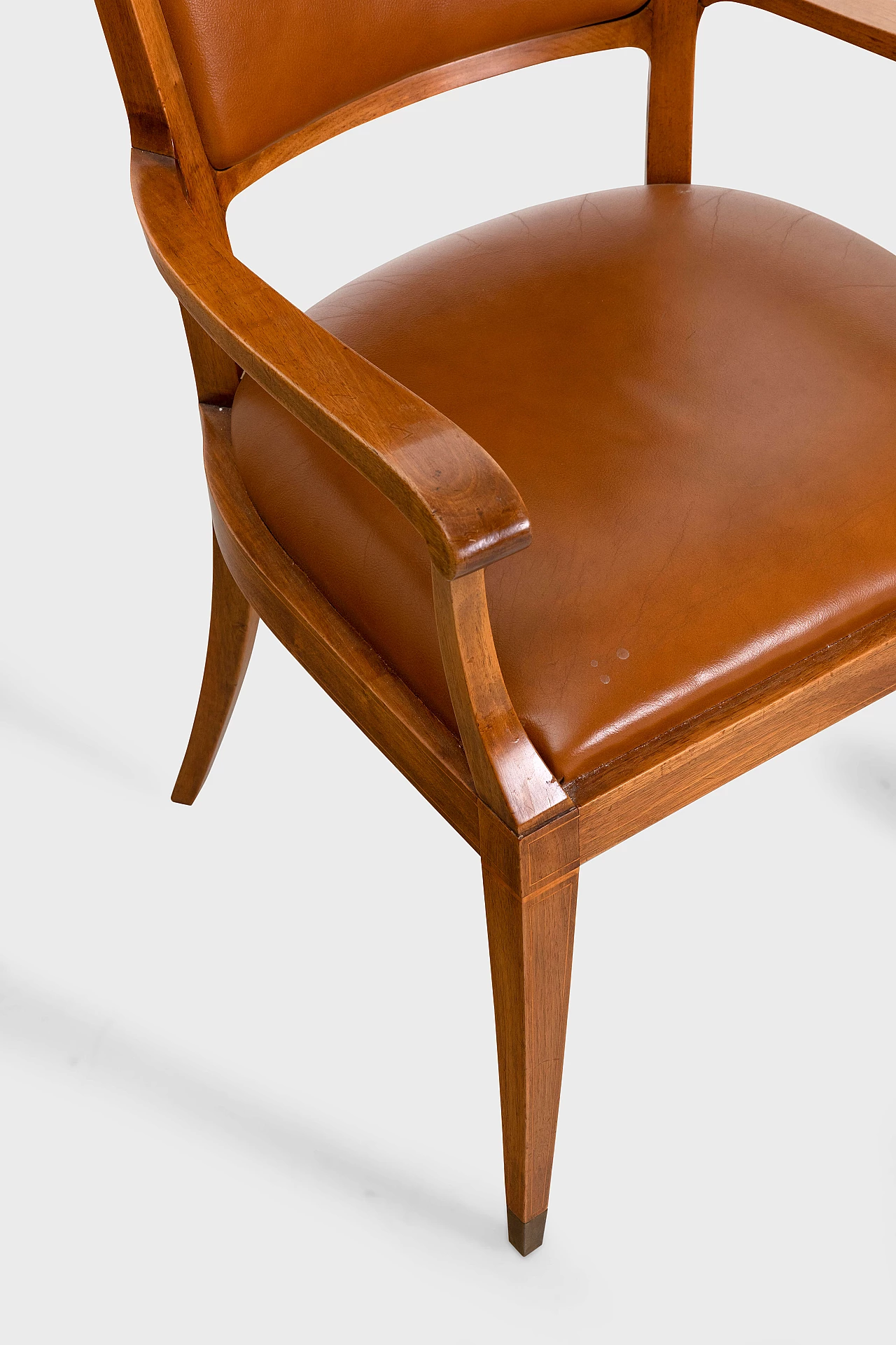 Wood and leather armchair by Paolo Buffa, 1950s 2