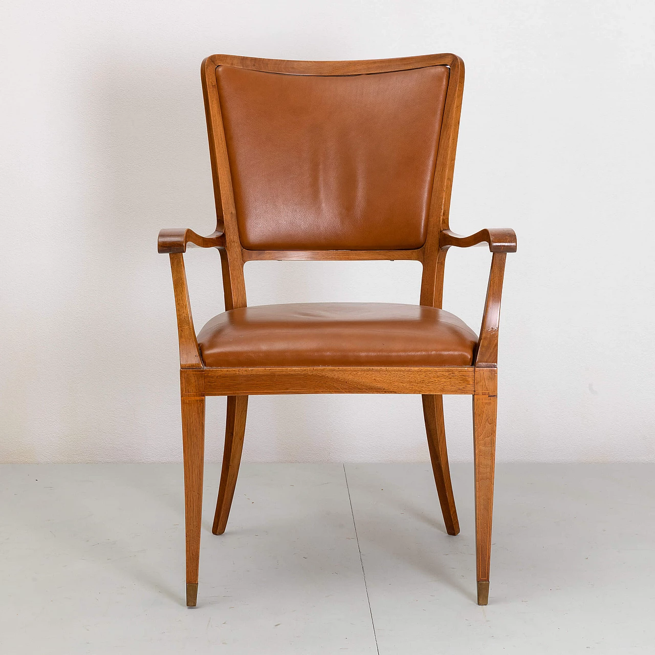 Wood and leather armchair by Paolo Buffa, 1950s 3