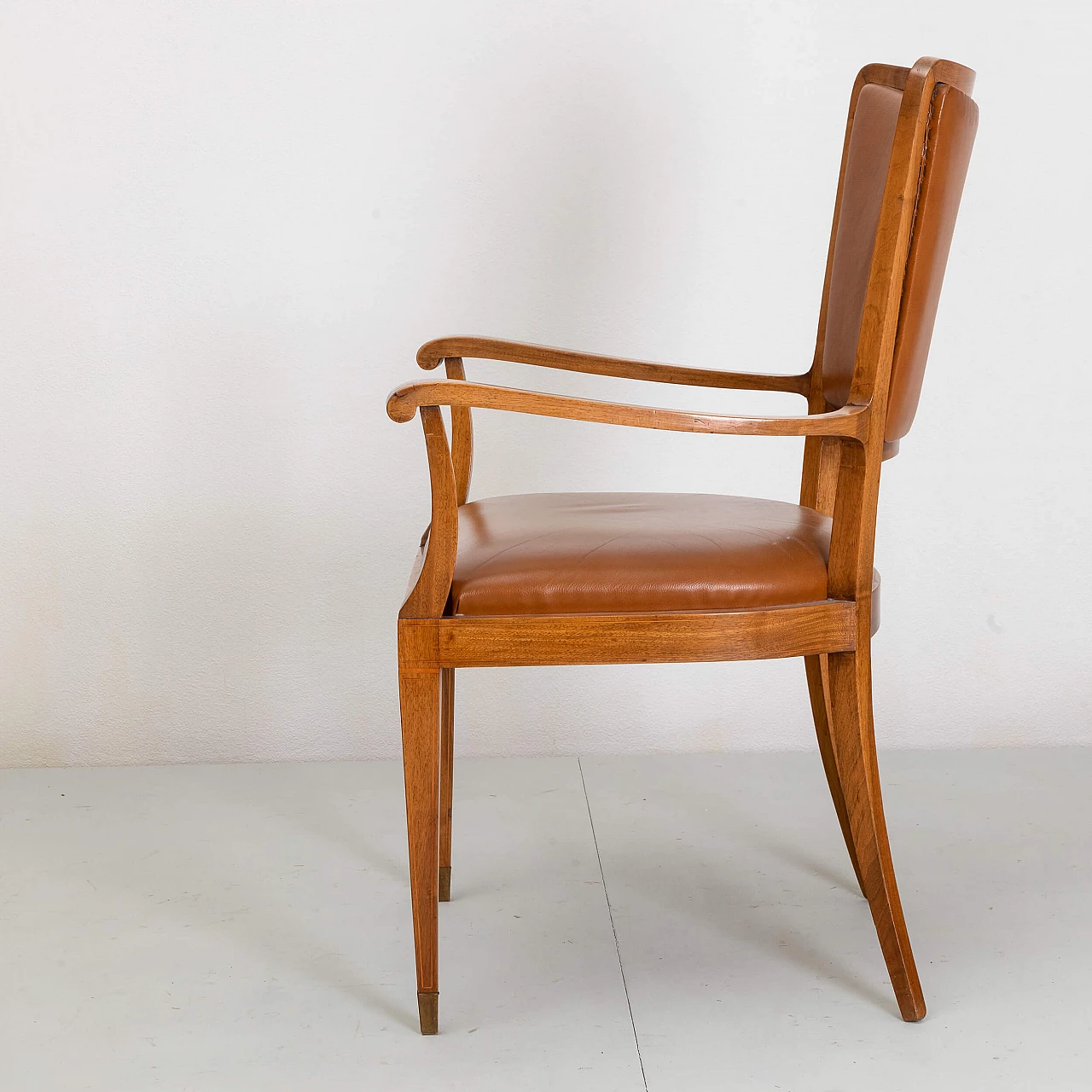 Wood and leather armchair by Paolo Buffa, 1950s 4