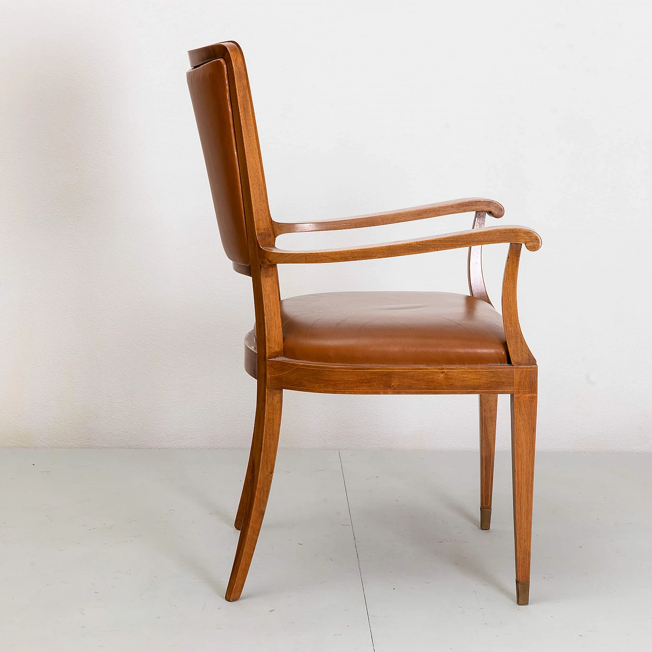 Wood and leather armchair by Paolo Buffa, 1950s 6