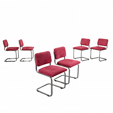 6 Metal and fabric Cantilever chairs, 1970s