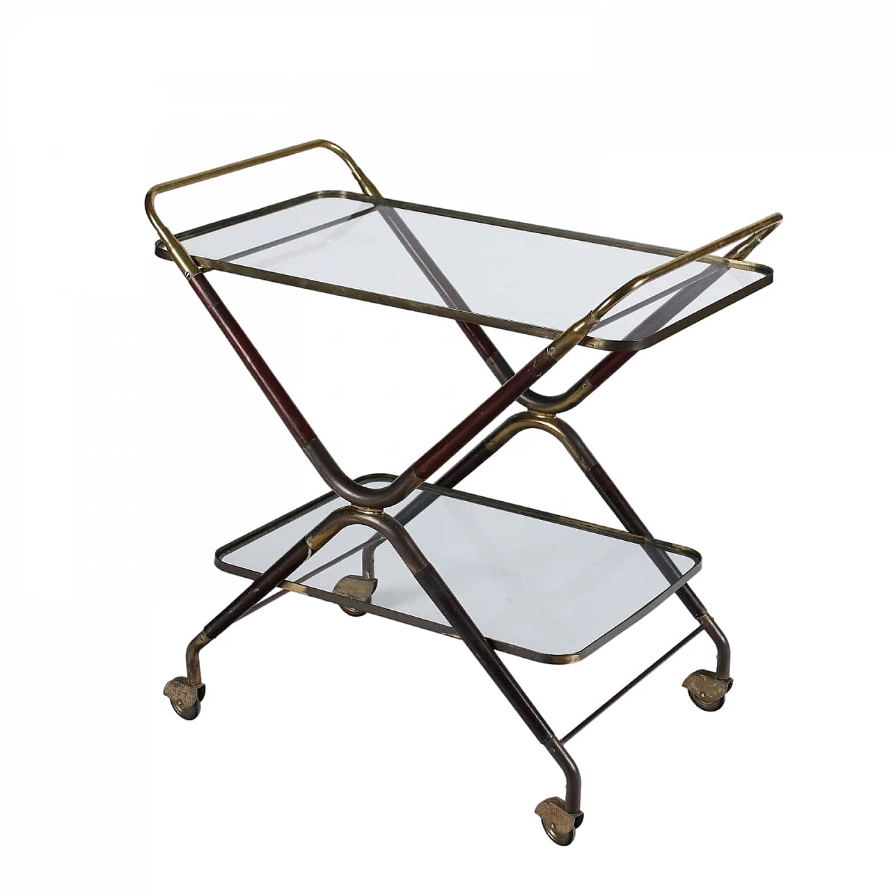 Metal, wood and glass trolley, 1950s 1