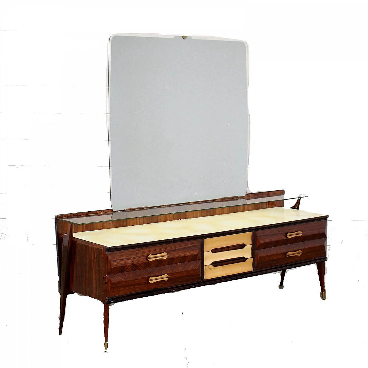 Wooden dresser with mirror and shelf, 1950s 1