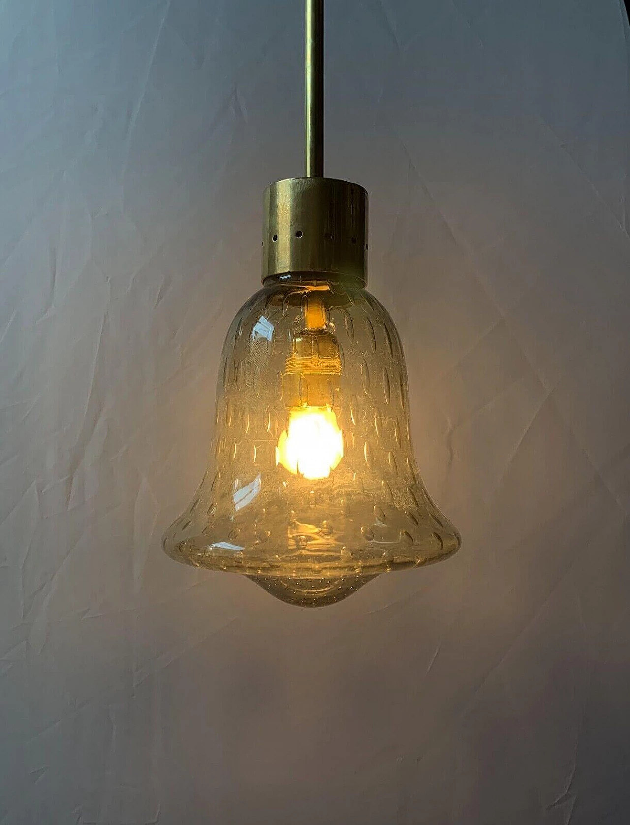 Coppia di lampade a sospensione in vetro di Murano di Seguso, anni '60 3