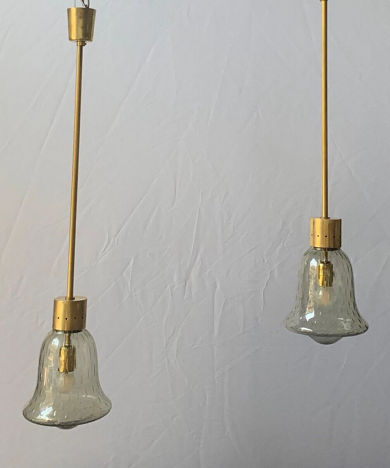 Pair of Murano glass pendant lamps by Seguso, 1960s 11