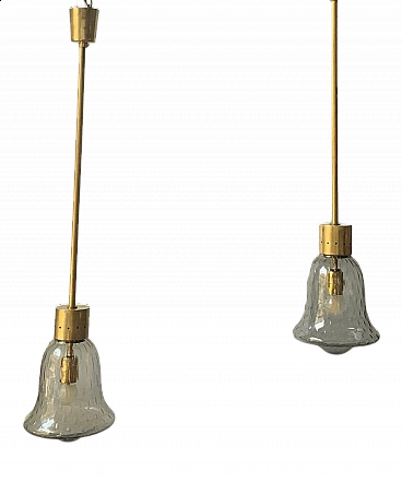 Pair of Murano glass pendant lamps by Seguso, 1960s