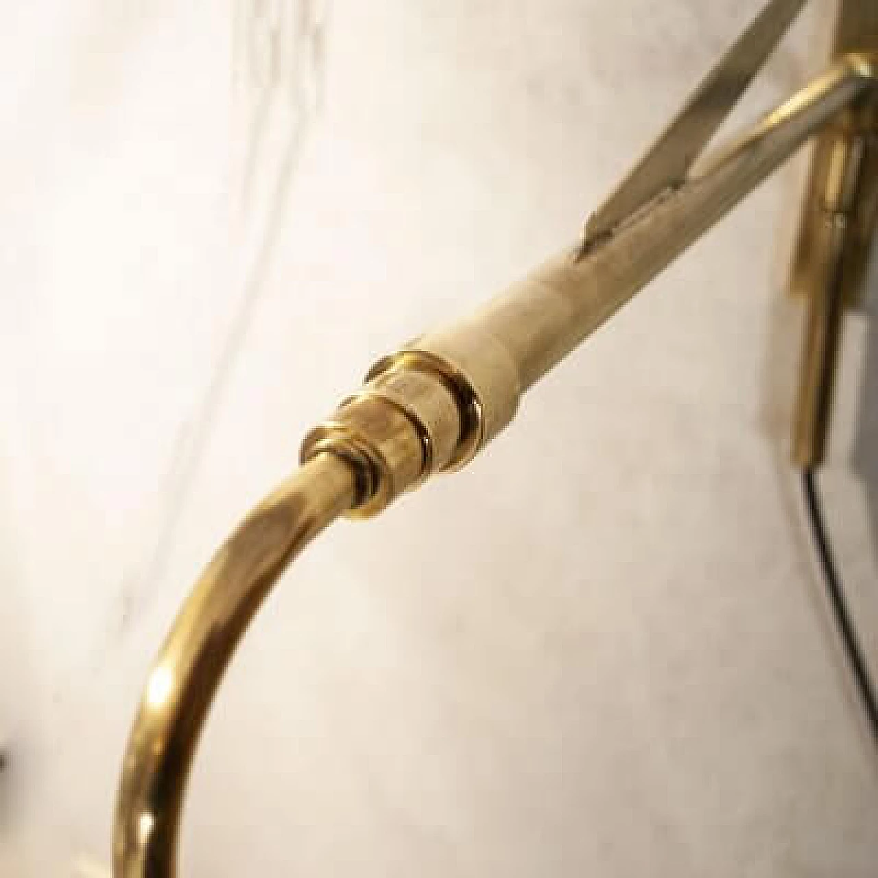 Pair of brass and glass wall lamps, 1950s 3