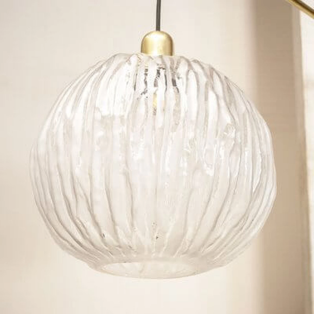 Pair of brass and glass wall lamps, 1950s 10