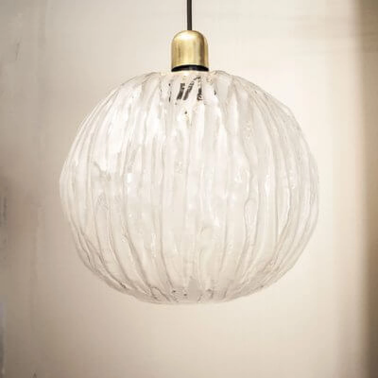 Pair of brass and glass wall lamps, 1950s 11