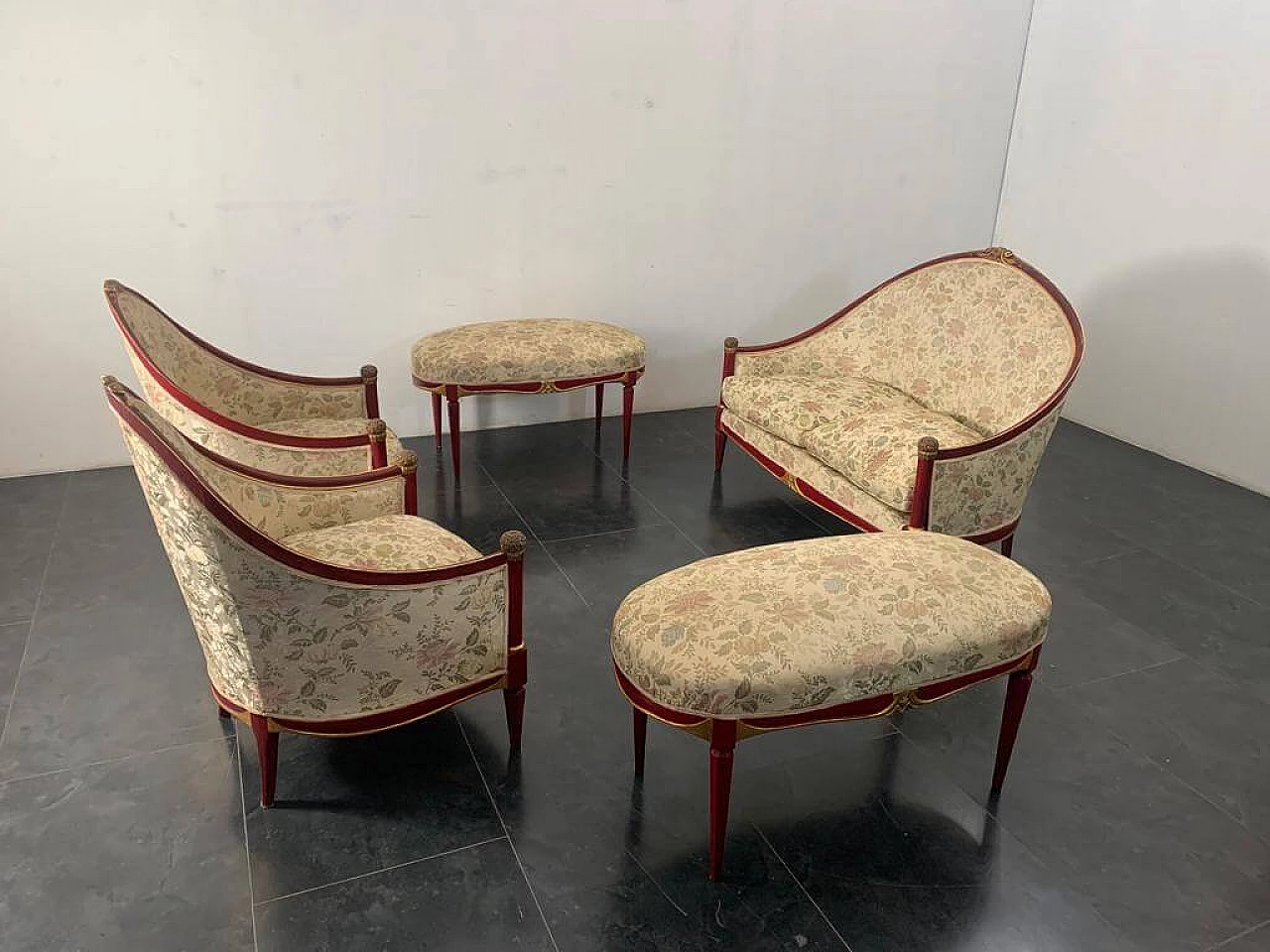 Art Deco sofa, pair of armchairs and pair of ottomans, 1930s 3