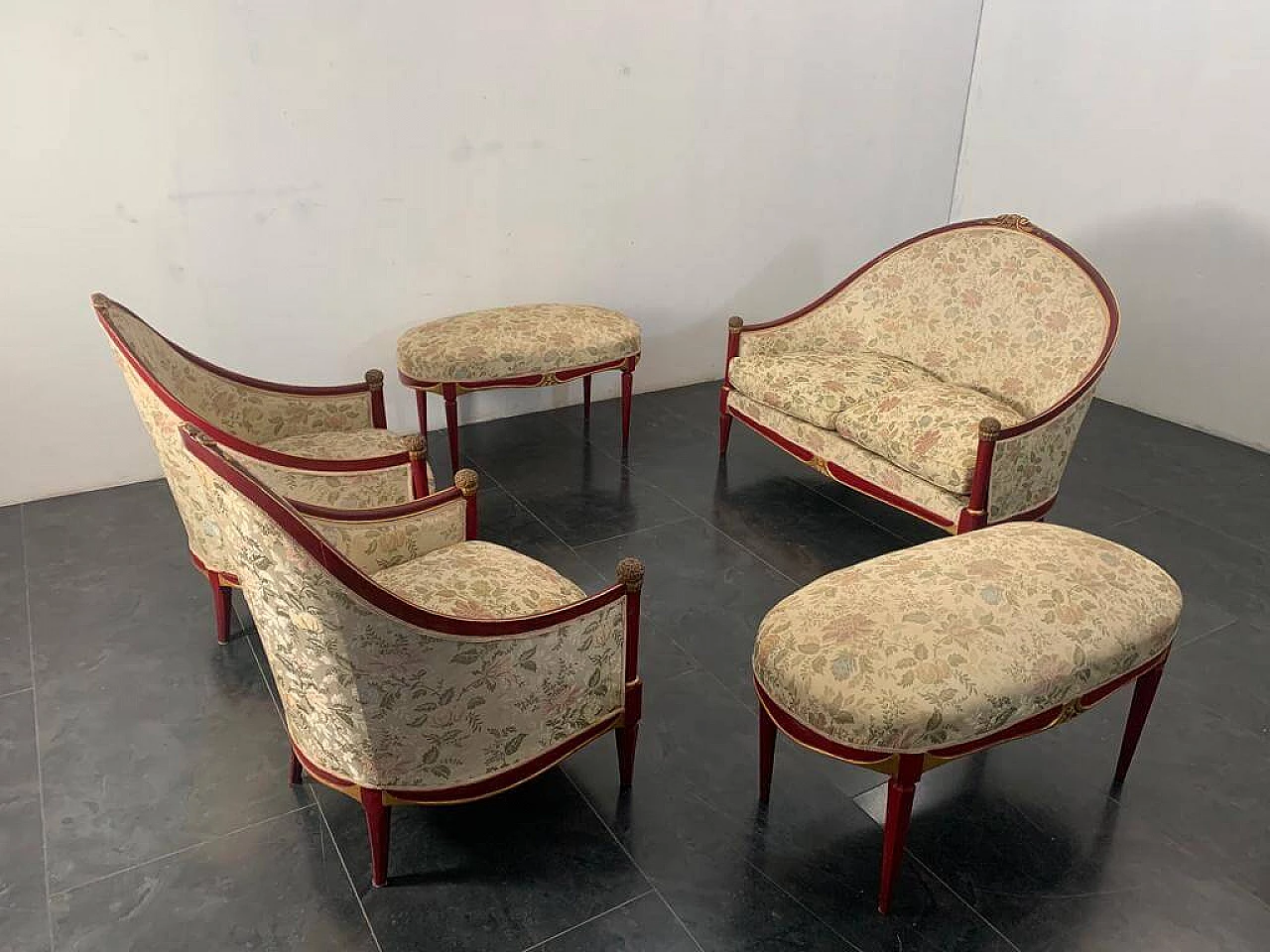 Art Deco sofa, pair of armchairs and pair of ottomans, 1930s 4