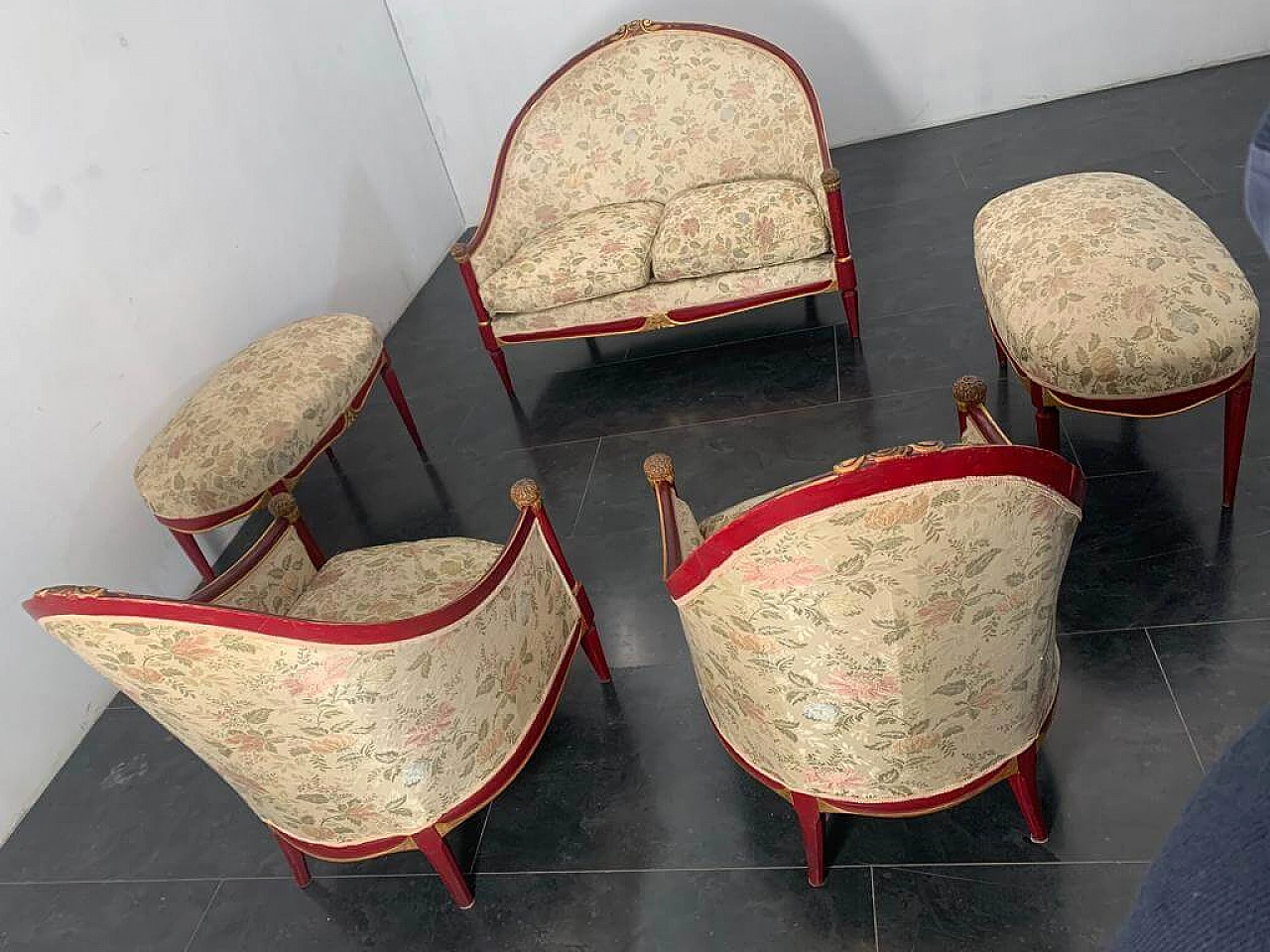 Art Deco sofa, pair of armchairs and pair of ottomans, 1930s 5