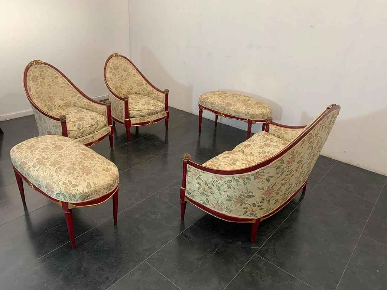 Art Deco sofa, pair of armchairs and pair of ottomans, 1930s 6