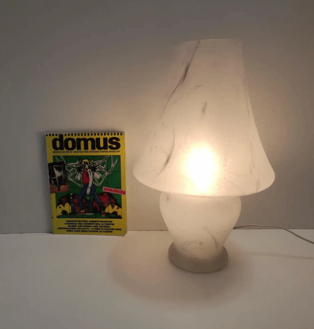 Murano glass table lamp with pink marble effect, 1970s 3