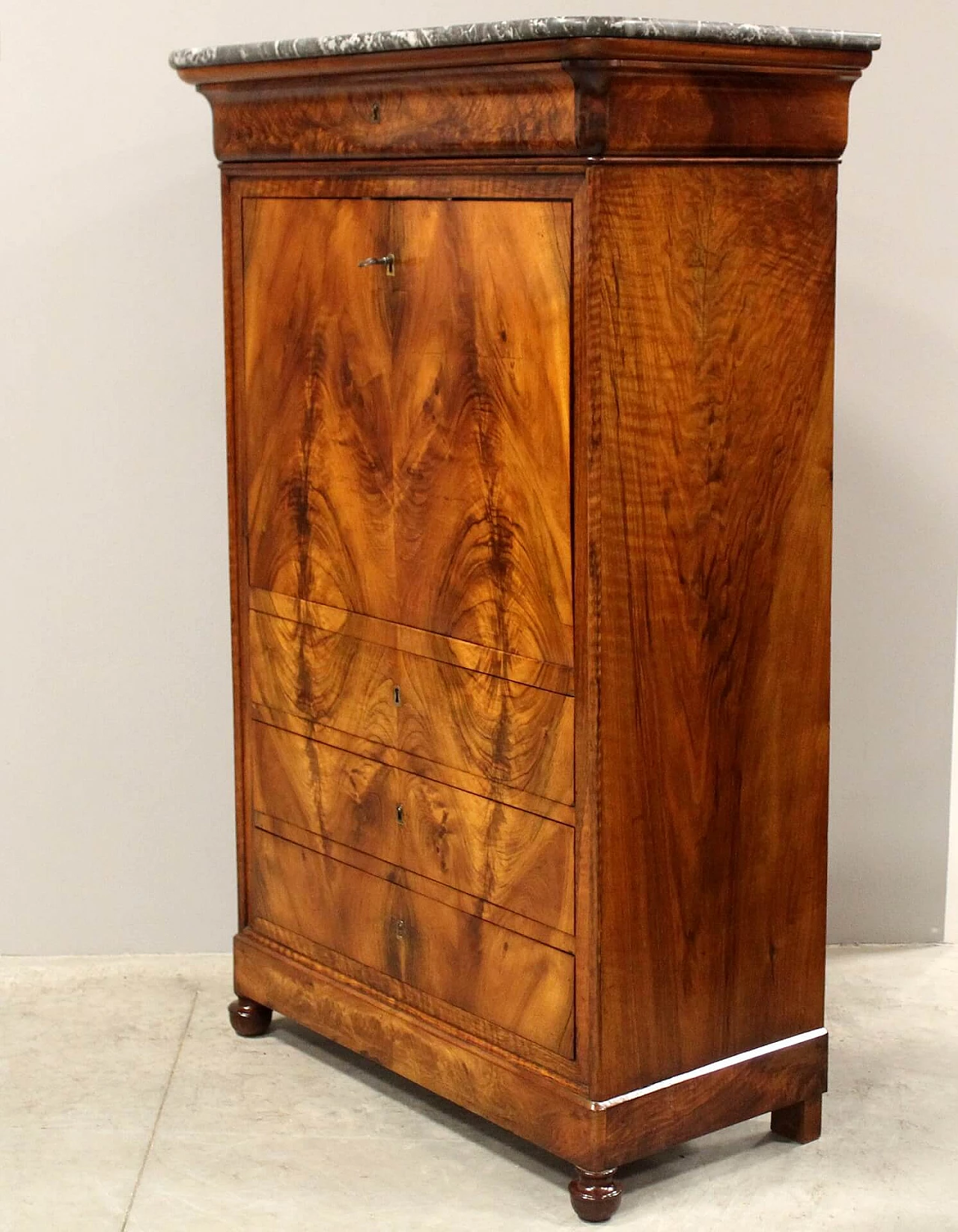 Louis Philippe style walnut cappuccino secretaire, 19th century 4