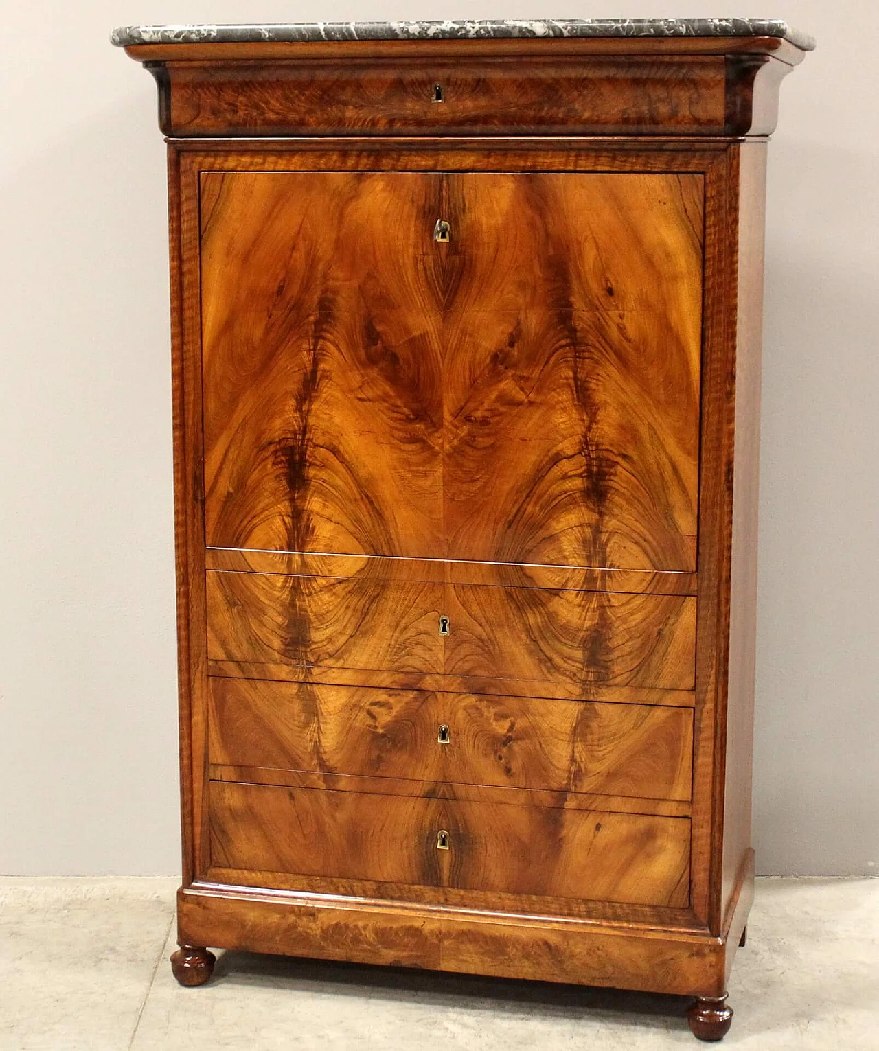 Louis Philippe style walnut cappuccino secretaire, 19th century 9