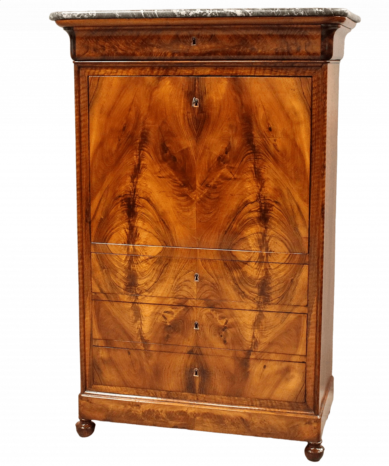 Louis Philippe style walnut cappuccino secretaire, 19th century 10