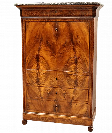 Secretaire cappuccino in legno di noce stile Luigi Filippo, '800