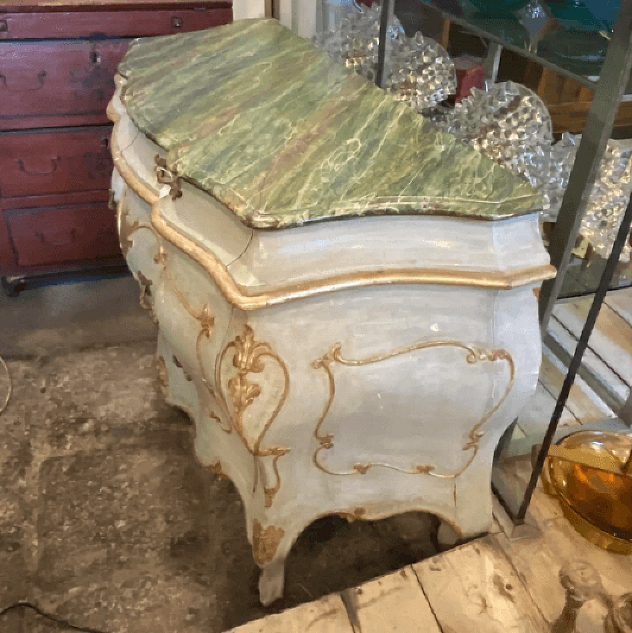 Cassettiera veneziana laccata stile Luigi XV, '800 6