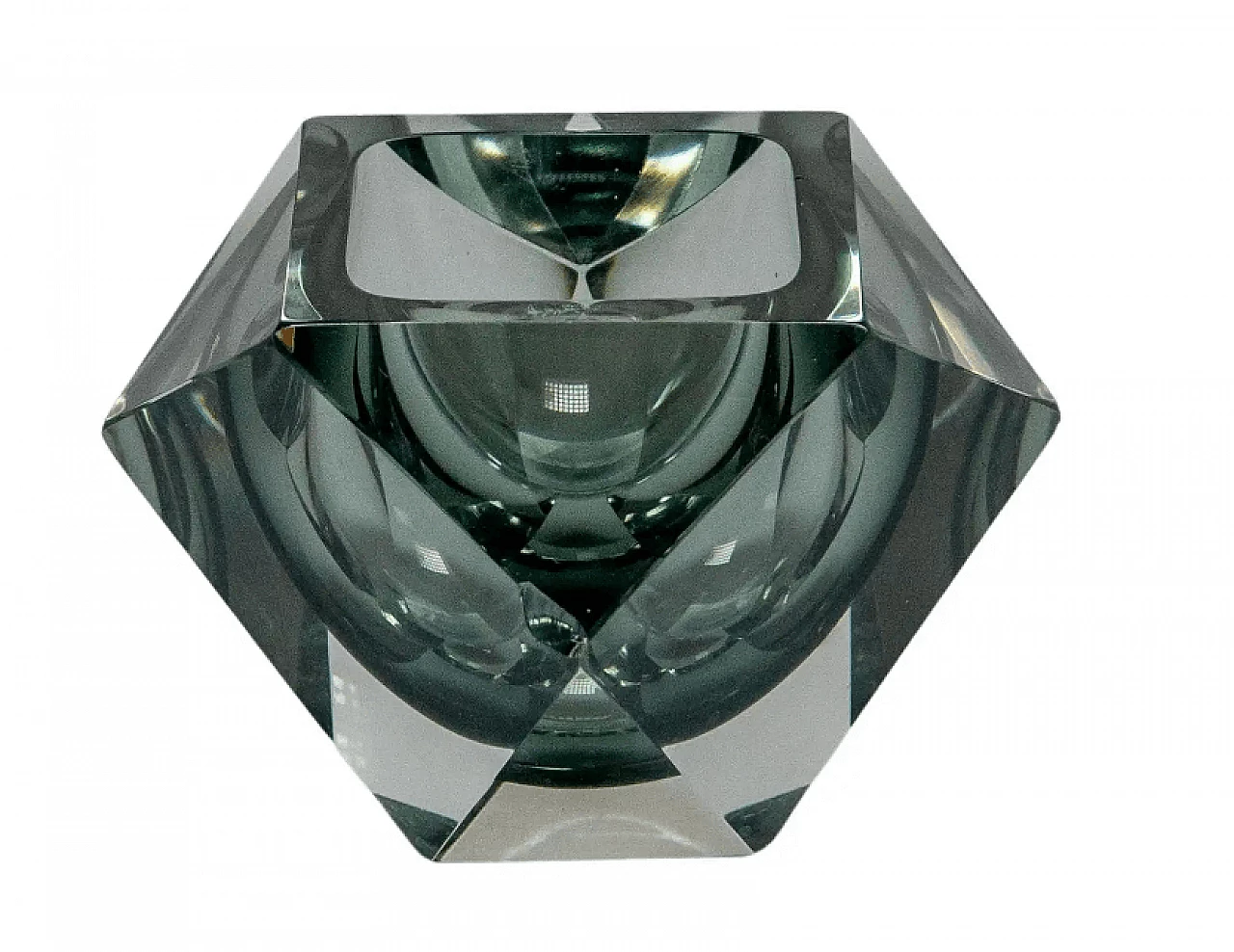 Submerged solid gray Murano glass ashtray by Flavio Poli, 1960s 1