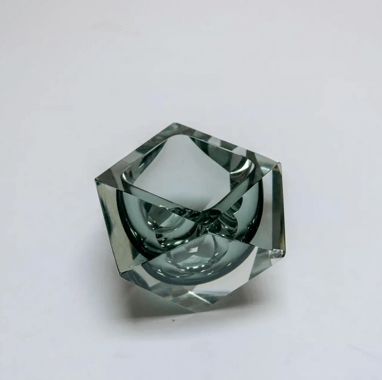 Submerged solid gray Murano glass ashtray by Flavio Poli, 1960s 4