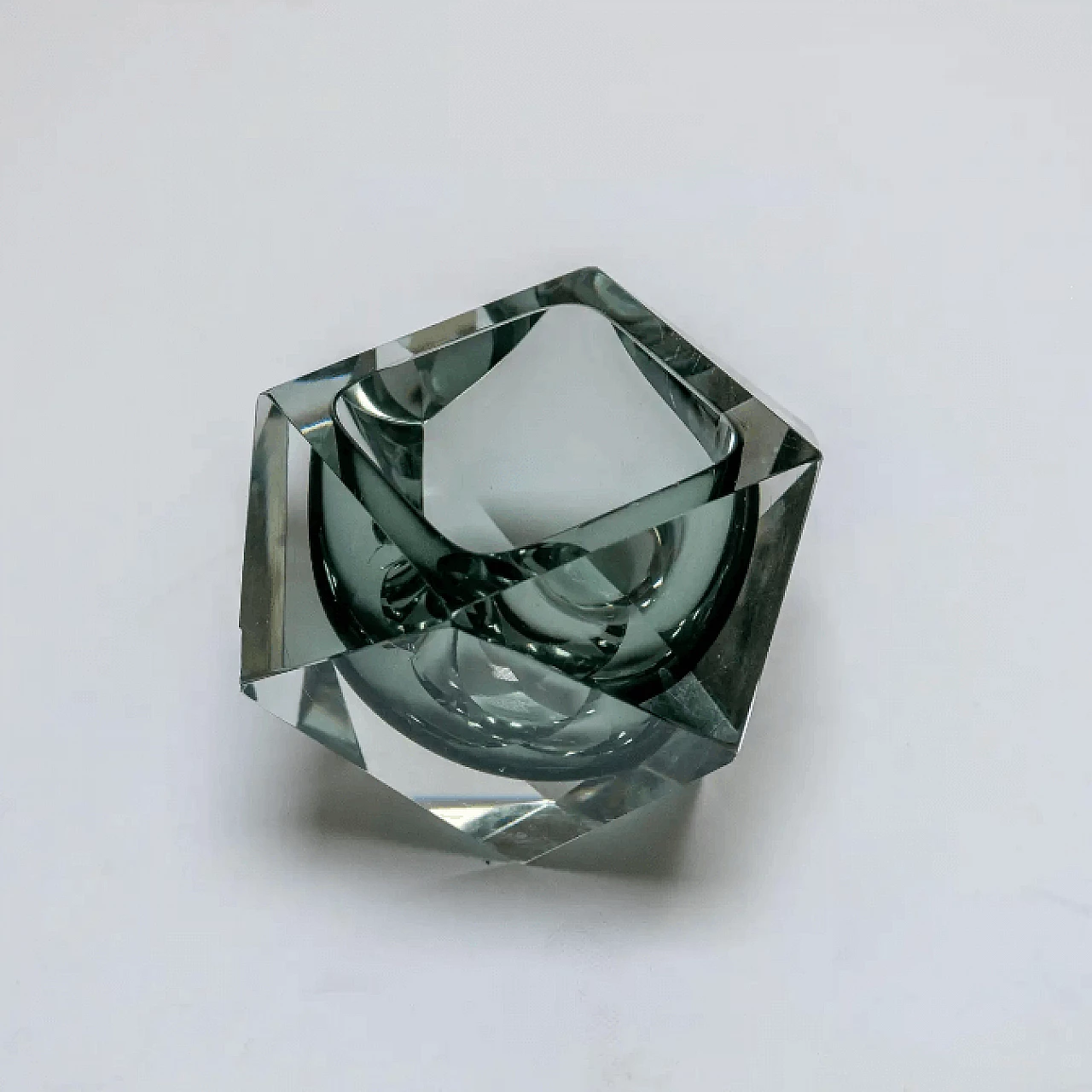 Submerged solid gray Murano glass ashtray by Flavio Poli, 1960s 5