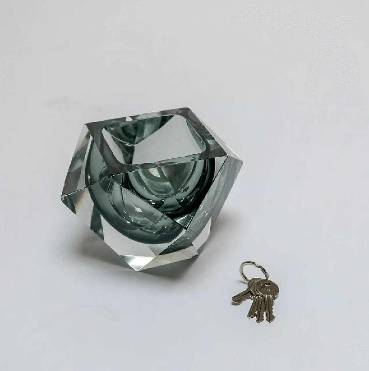 Submerged solid gray Murano glass ashtray by Flavio Poli, 1960s 6