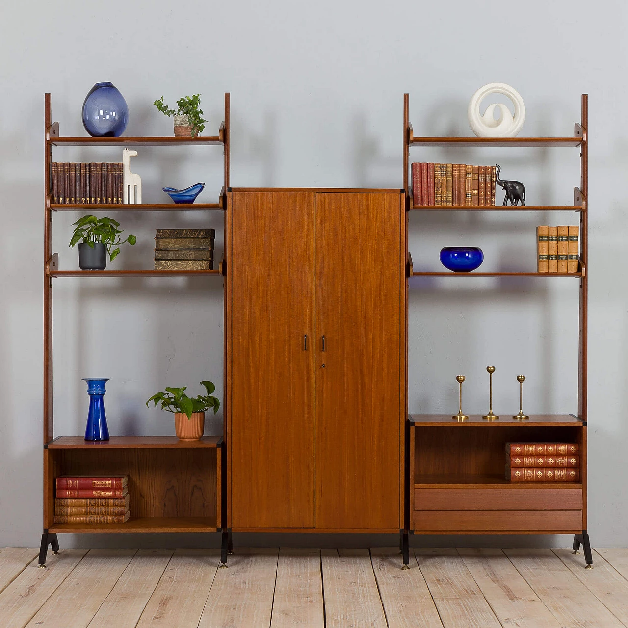 Teak wall cabinet with cupboard by AV Contemporary Furniture, 1960s 1