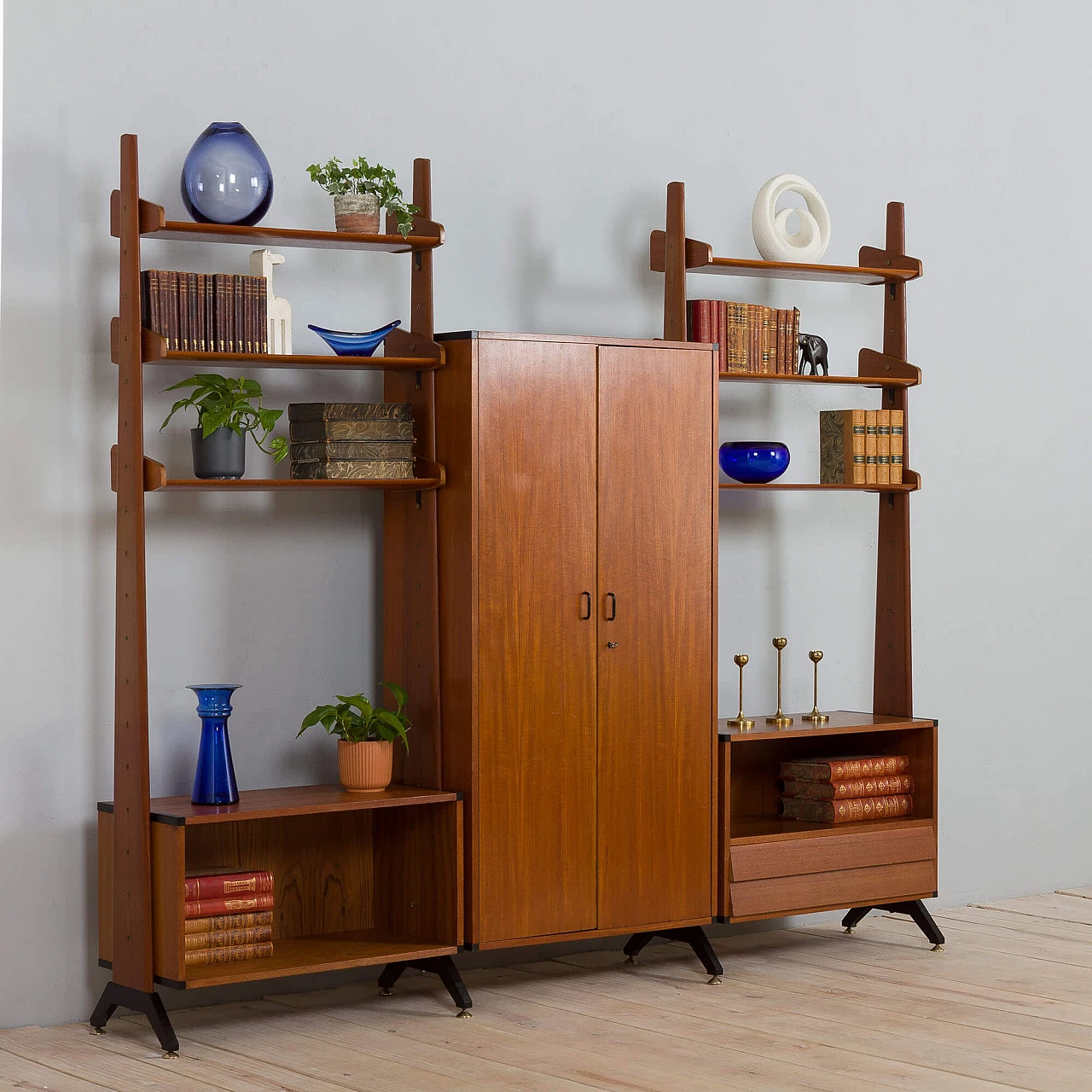 Teak wall cabinet with cupboard by AV Contemporary Furniture, 1960s 3