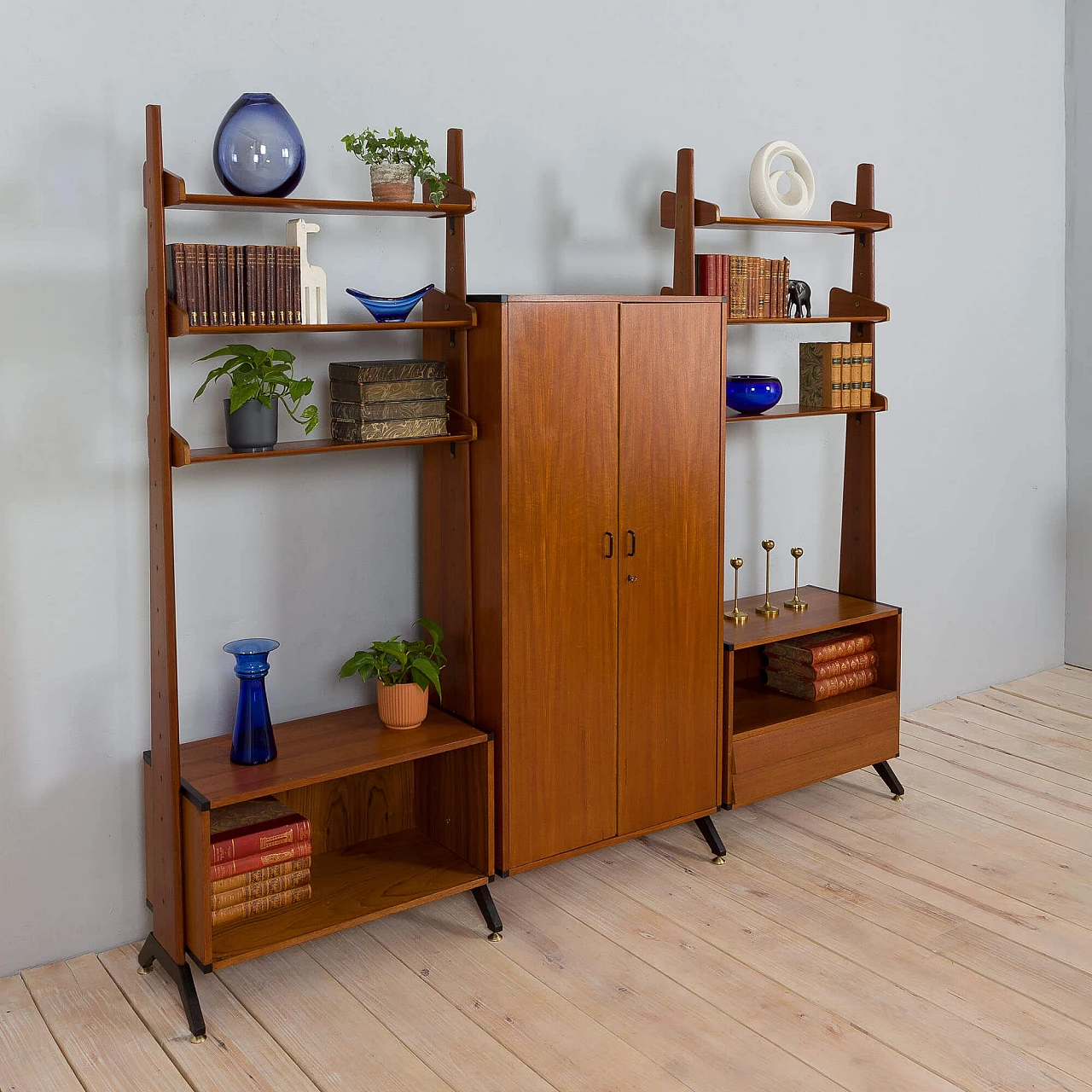 Teak wall cabinet with cupboard by AV Contemporary Furniture, 1960s 4