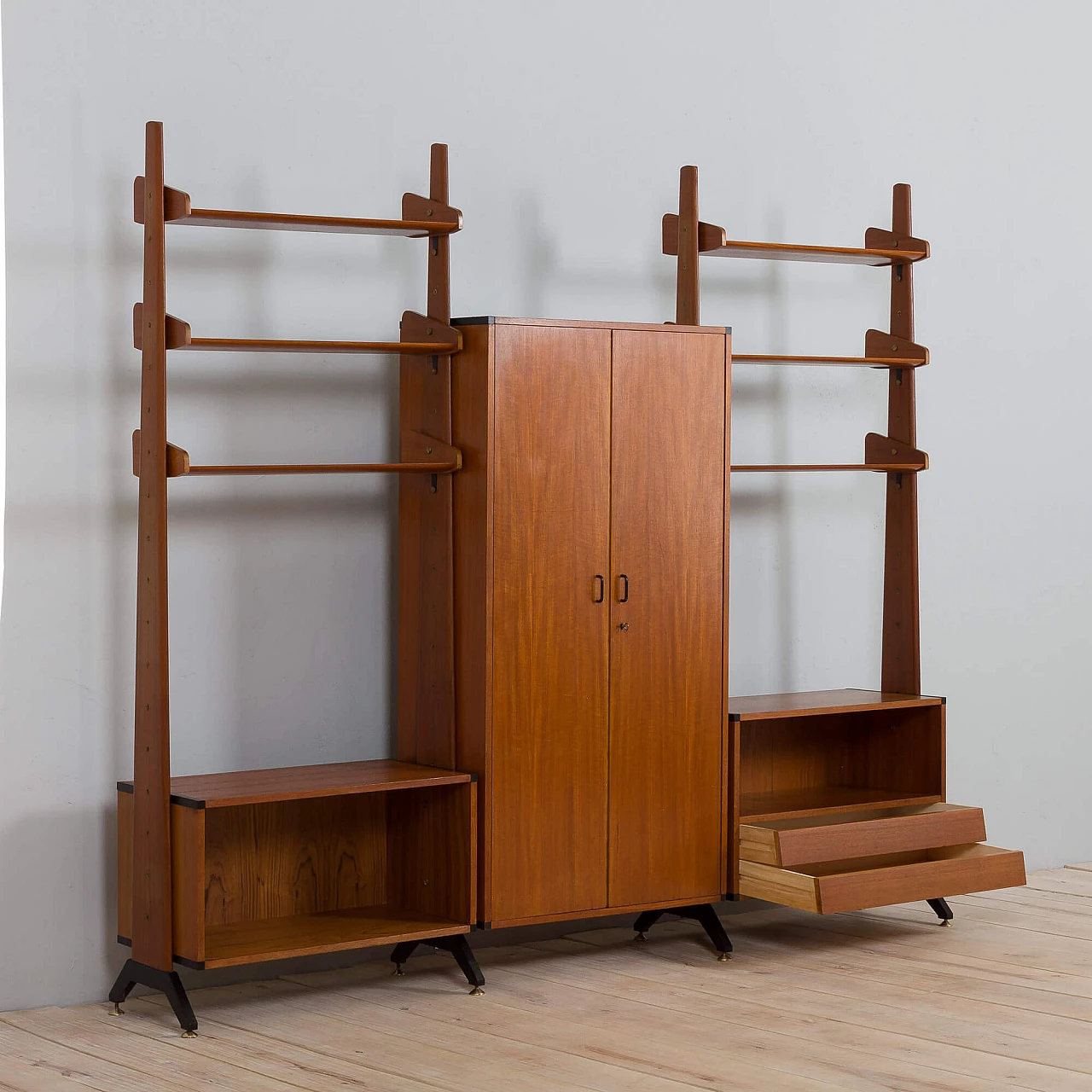 Teak wall cabinet with cupboard by AV Contemporary Furniture, 1960s 8