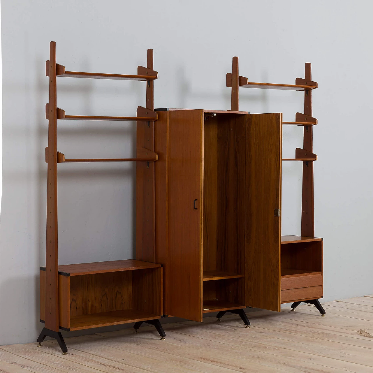 Teak wall cabinet with cupboard by AV Contemporary Furniture, 1960s 9