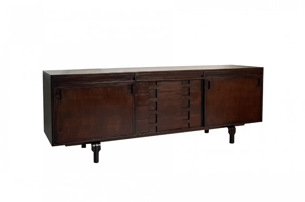 Large solid wood sideboard by Luciano Magri for Saporiti, 1960s 1