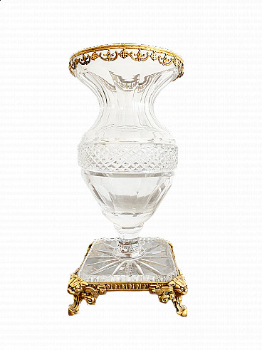 Crystal and gilded metal vase, 1980s