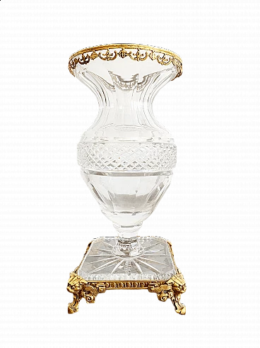 Crystal and gilded metal vase, 1980s