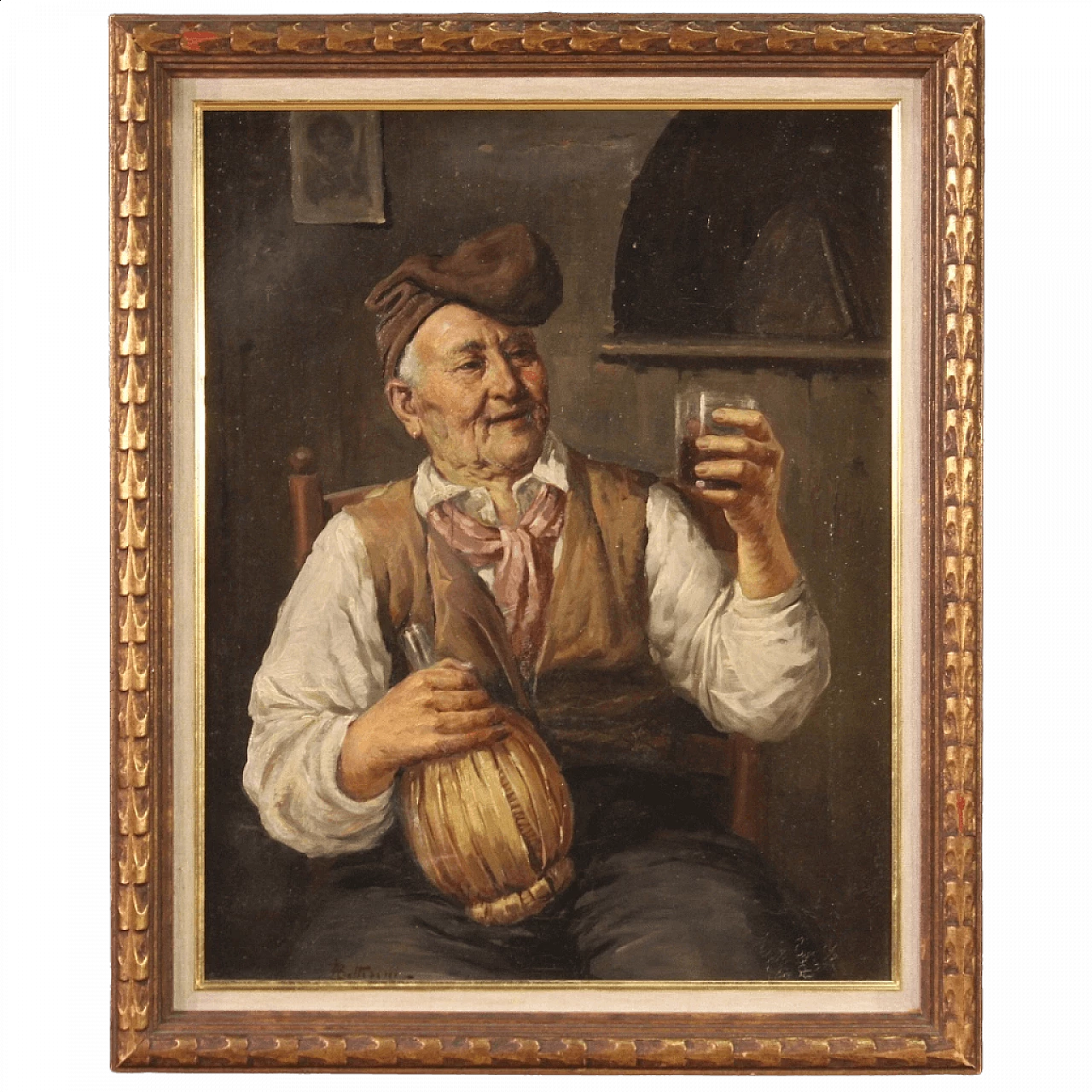 Wine drinker, oil on canvas by A. Bottesini, '800 13