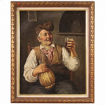 Wine drinker, oil on canvas by A. Bottesini, '800