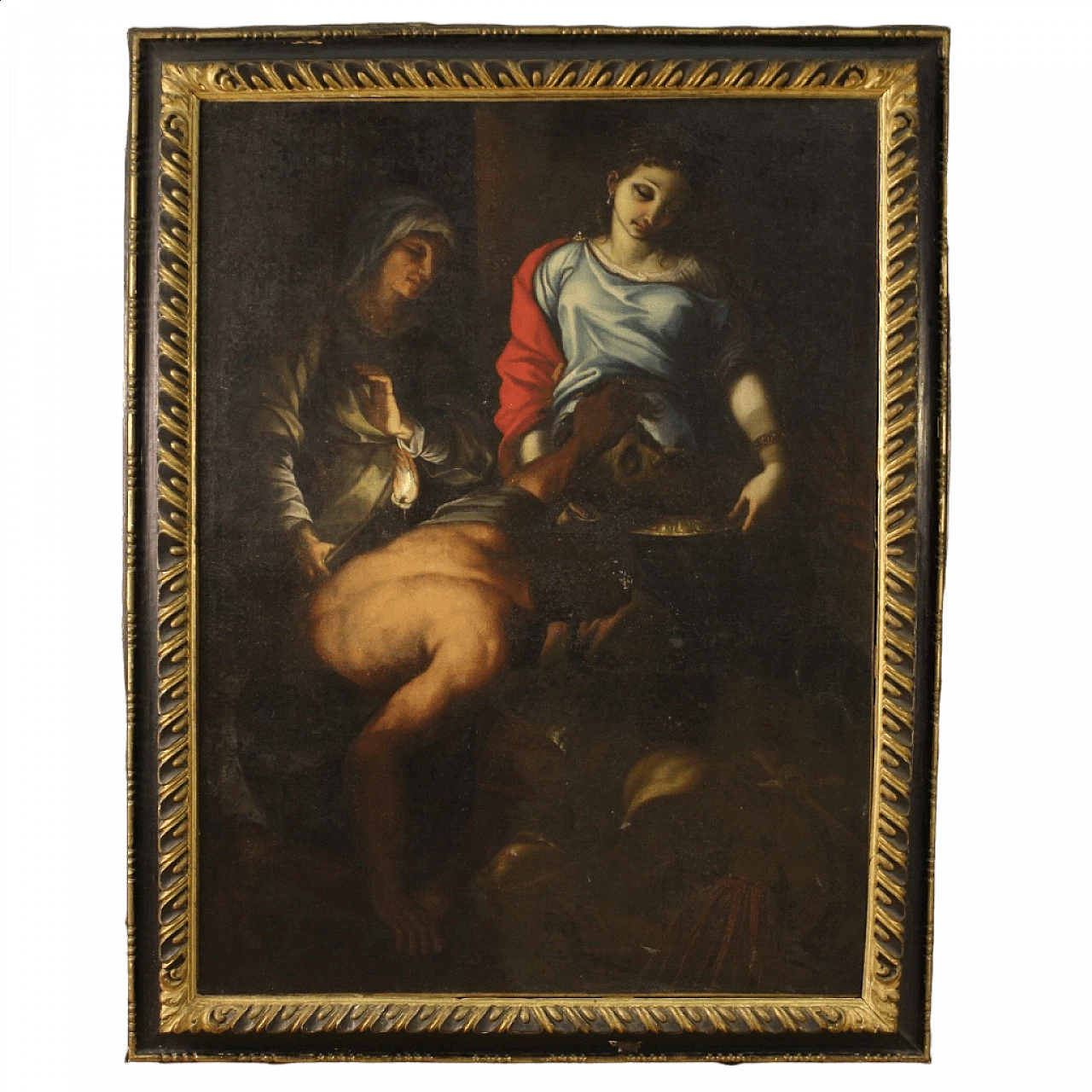 Oil on canvas Salome with the head of the Baptist with gilded frame, 17th century 13