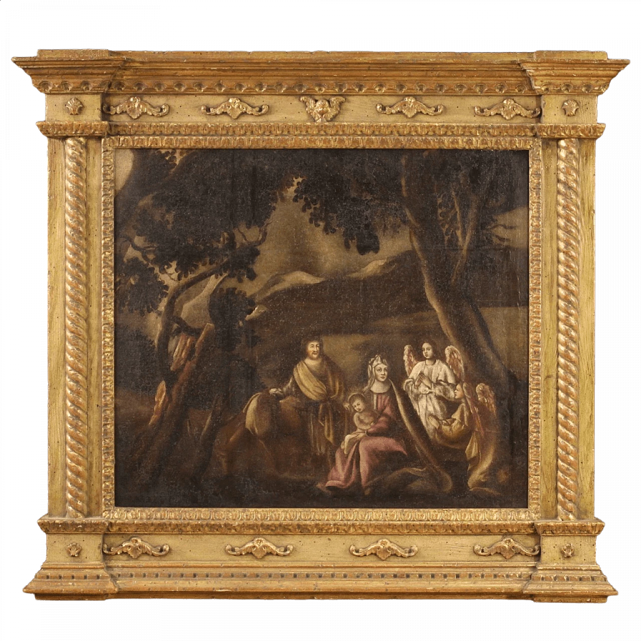 Oil on canvas Rest during the Flight into Egypt with frame, 17th century 13