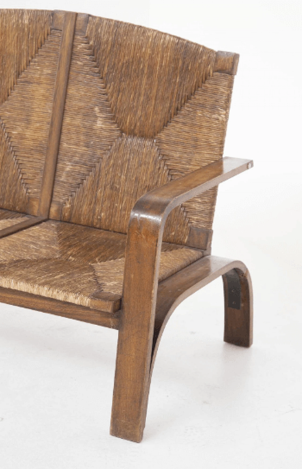 Divano design brasiliano in legno e rattan, anni '50 4