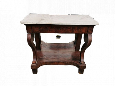 Console in walnut with marble top, 19th century