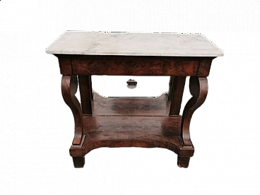 Console in walnut with marble top, 19th century