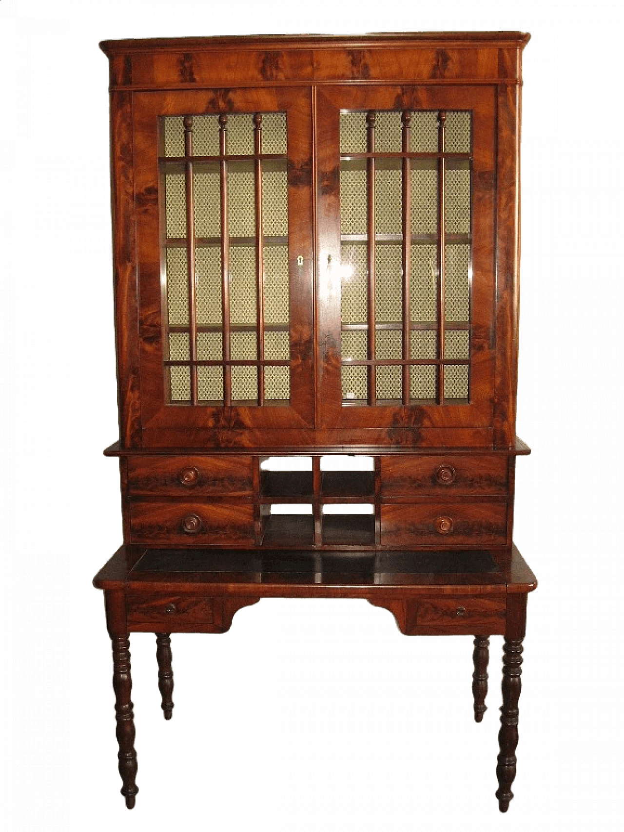 Desk with mahogany feather bookcase, 19th century 13