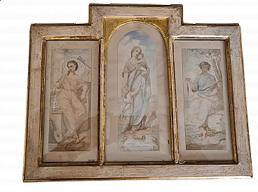Triptych of watercolours by Viger on laid paper, 19th century