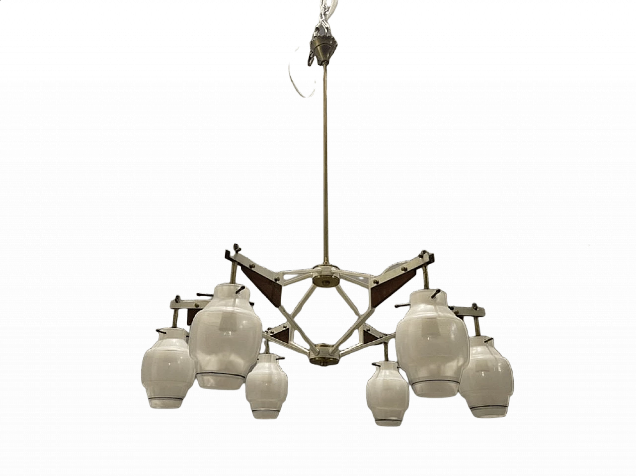 Lampadario geometrico di Stilnovo in vetro, anni '50 10